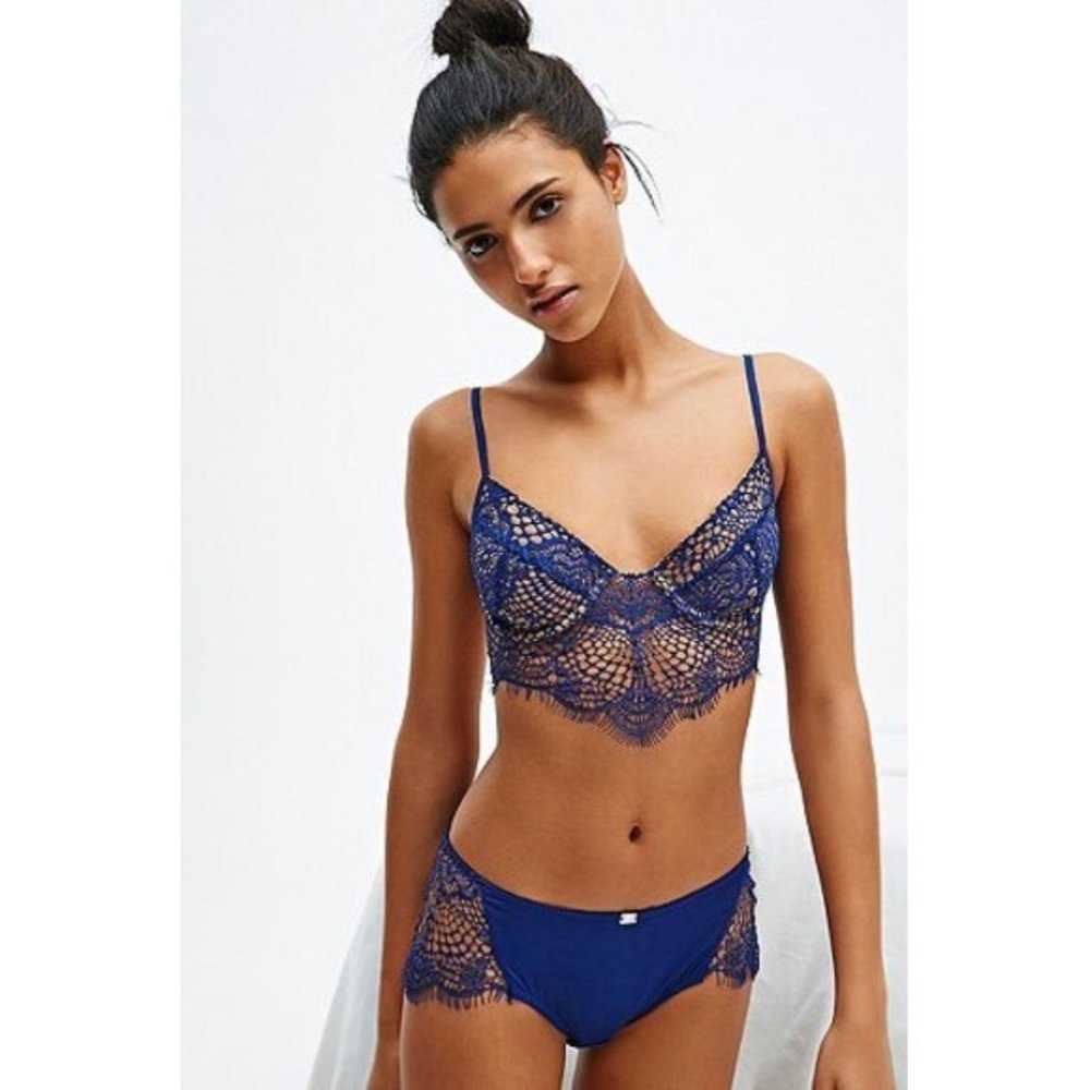 For Love & Lemons Bat Your Lashes Royal Underwire Bra ORIG $120 (includes bag)